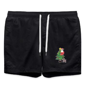Weihnachtsmann auf dem Weihnachtsbaum - Badeshorts - Schwarz - Vorne - AI Model Male 185 light (185cm)
