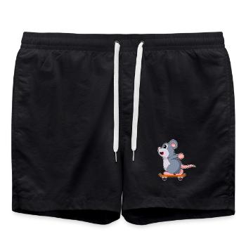 Maus Skater Skateboard Sport - Badeshorts - Schwarz - Vorne - AI Model Male 185 light (185cm)