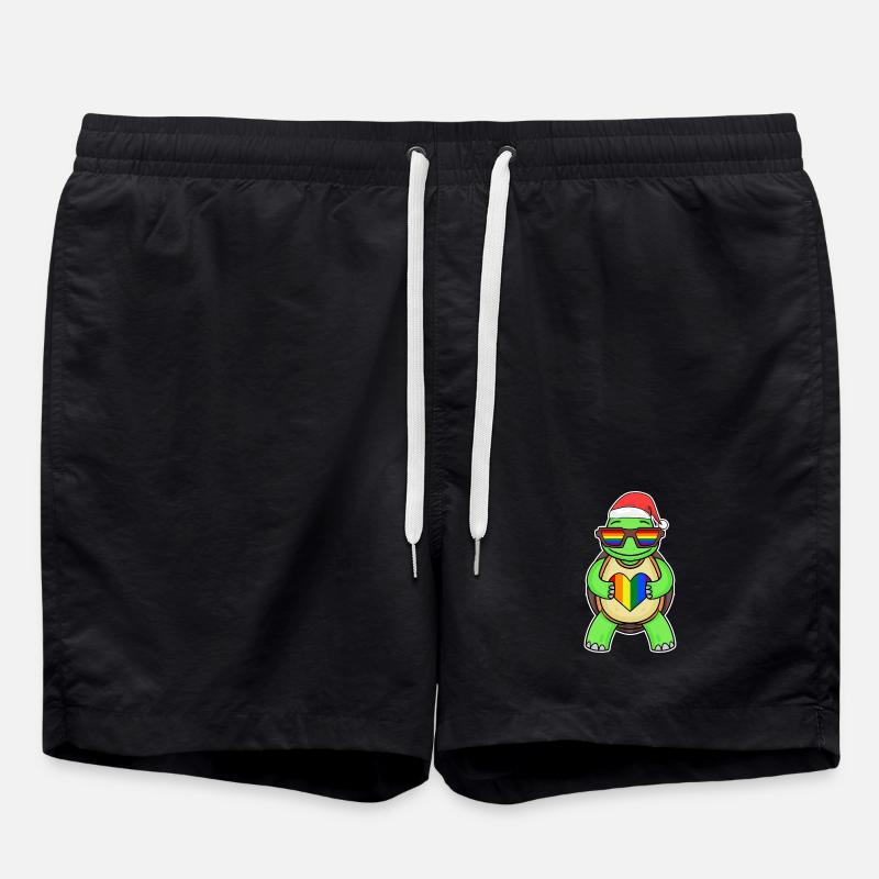 Tortue arc-en-ciel Noël - Short de bain - noir