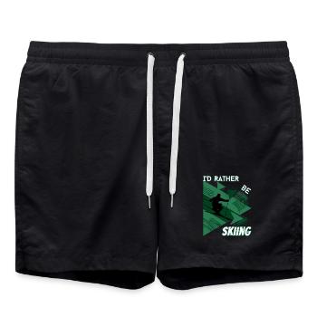 I'd Rather Ski - Ski Wintersportler Skifahrer - Badeshorts - Schwarz - Vorne - AI Model Male 185 light (185cm)