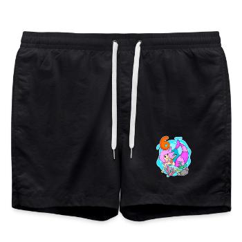 Mädchen - 6. Geburtstag Meerjungfrau - Tochter - Badeshorts - Schwarz - Vorne - AI Model Male 185 light (185cm)