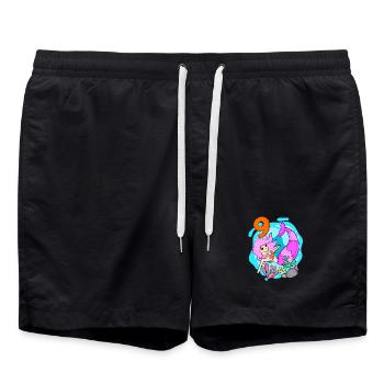 Mädchen - 9. Geburtstag Meerjungfrau - Tochter - Badeshorts - Schwarz - Vorne - AI Model Male 185 light (185cm)