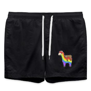 Alpaca Sloth Rainbow Christmas - Swim Trunks - black - Front - AI Model Male 185 light (185cm)
