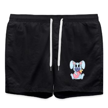 Motif de bébé lapin - Short de bain - noir - Devant - AI Model Male 185 light (185cm)