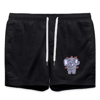 Famille d’éléphants - Éléphant avec bébé - Éléphant - Short de bain - noir - Devant - AI Model Male 185 light (185cm)