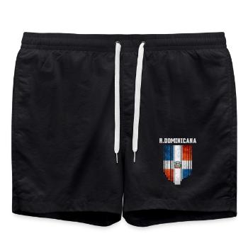 Drapeau de la République dominicaine, fierté dominicaine - Short de bain - noir - Devant - AI Model Male 185 light (185cm)