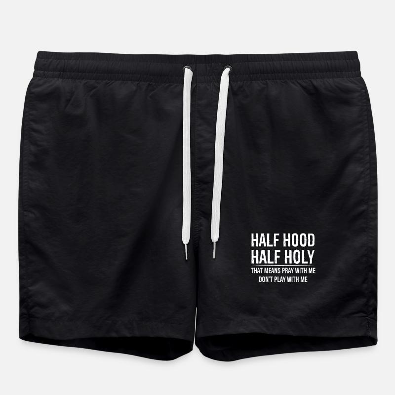 Half Hood Half Holy - Swim Trunks - black