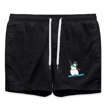 Snowman Christmas Snowboard - Swim Trunks - black - Front - AI Model Male 185 light (185cm)