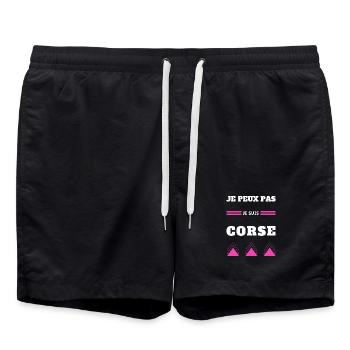 Je peux pas je suis Corse humour blague Corse - Short de bain - noir - Devant - AI Model Male 185 light (185cm)