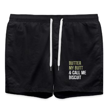 butter my butt and call me biscuit funny shirt - Short de bain - noir - Devant - AI Model Male 185 light (185cm)