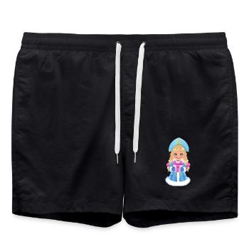 Ded Moroz Snegurotschka russischer Weihnachtsmann - Badeshorts - Schwarz - Vorne - AI Model Male 185 light (185cm)