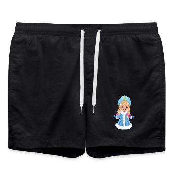 Ded Moroz Snegurotschka russischer Weihnachtsmann - Badeshorts - Schwarz - Vorne - AI Model Male 185 light (185cm)