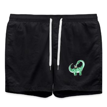 Dinosaure avec bébé dinosaure - Dino - Short de bain - noir - Devant - AI Model Male 185 light (185cm)