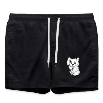 Bunny Family - Bunny with Baby - Swim Trunks - black - Front - AI Model Male 185 light (185cm)