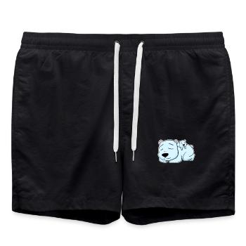 Famille d’ours - Ours avec bébé - Short de bain - noir - Devant - AI Model Male 185 light (185cm)