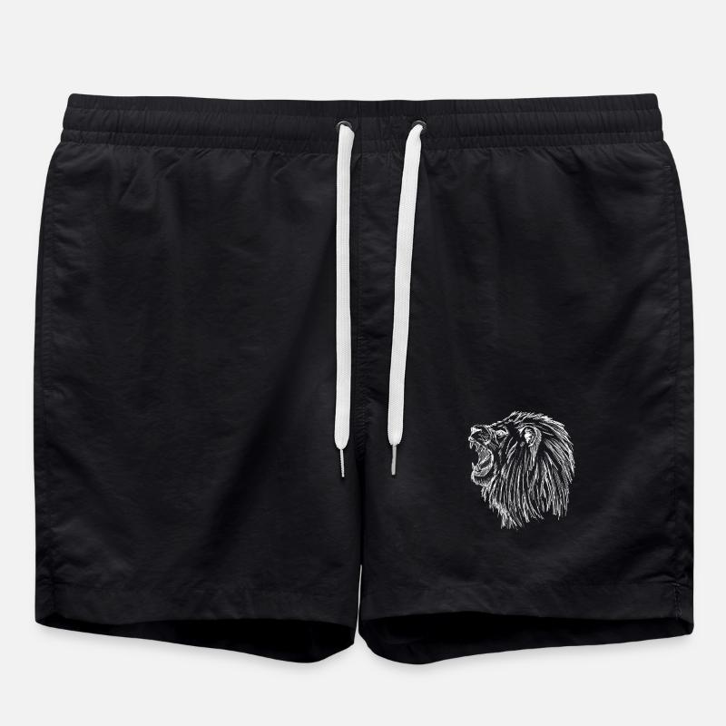 roaring lion - white - Swim Trunks - black
