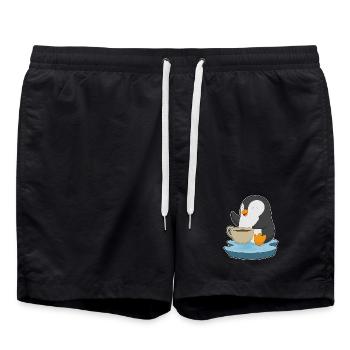 Tasse à café pingouin - Short de bain - noir - Devant - AI Model Male 185 light (185cm)