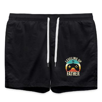 Leveling up to father - Swim Trunks - black - Front - AI Model Male 185 light (185cm)