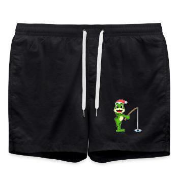Frosch Weihnachten Angeln - Badeshorts - Schwarz - Vorne - AI Model Male 185 light (185cm)