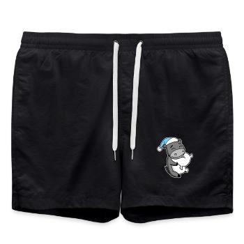 Donkey with pillow and sleepy cap - Swim Trunks - black - Front - AI Model Male 185 light (185cm)