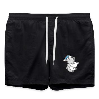 Goat with pillow and sleepy cap - Swim Trunks - black - Front - AI Model Male 185 light (185cm)
