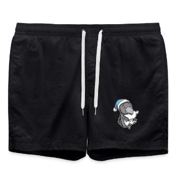 Crow with pillow and sleepy cap - Swim Trunks - black - Front - AI Model Male 185 light (185cm)