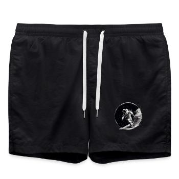 astronaut on the moon - Swim Trunks - black - Front - AI Model Male 185 light (185cm)