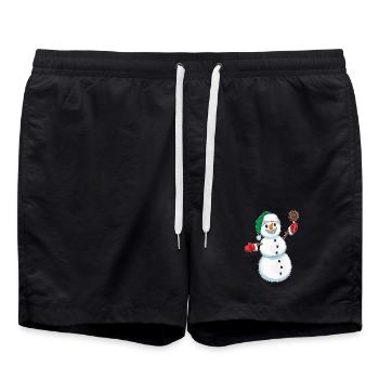 Schneemann Weihnachten Lutscher - Badeshorts - Schwarz - Vorne - AI Model Male 185 light (185cm)