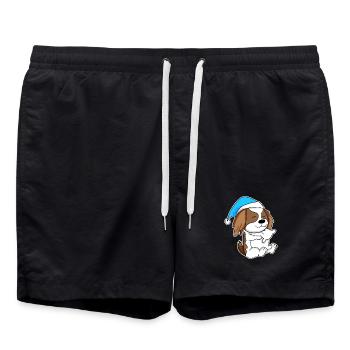 Cavalier King Charles Spaniel Schlafen Müdigkeit - Badeshorts - Schwarz - Vorne - AI Model Male 185 light (185cm)