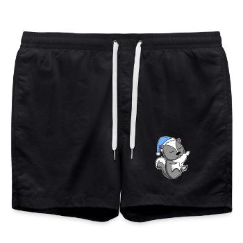 Skunk avec oreiller et bonnet somnolent - Short de bain - noir - Devant - AI Model Male 185 light (185cm)