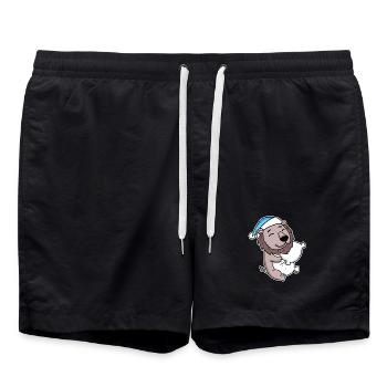 Lion avec oreiller et bonnet somnolent - Short de bain - noir - Devant - AI Model Male 185 light (185cm)