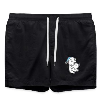 Ours polaire avec oreiller et bonnet somnolent - Short de bain - noir - Devant - AI Model Male 185 light (185cm)