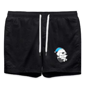 Dormir, Fatigue, Chien - Short de bain - noir - Devant - AI Model Male 185 light (185cm)