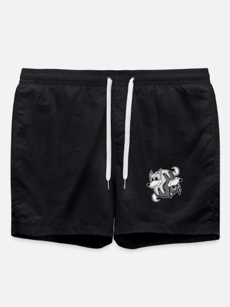 Yin Yang Wolf Wolves - Swim Trunks - black