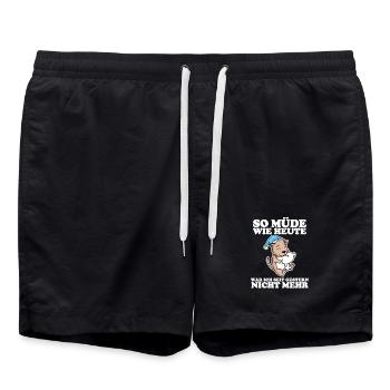 Müde Spruch lustig Schlafen Ausschlafen - Katze - Badeshorts - Schwarz - Vorne - AI Model Male 185 light (185cm)