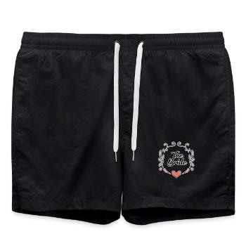 Dicton de mariée motif coeur - Short de bain - noir - Devant - AI Model Male 185 light (185cm)