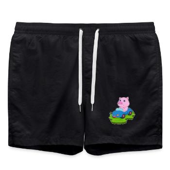 Schwein Auto - Badeshorts - Schwarz - Vorne - AI Model Male 185 light (185cm)
