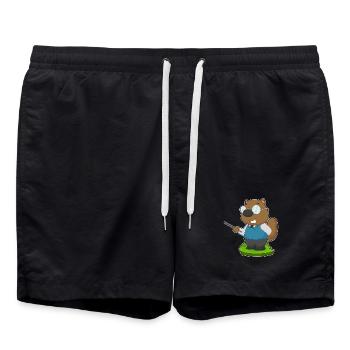 Beaver Teacher Pointing Stick School - Swim Trunks - black - Front - AI Model Male 185 light (185cm)