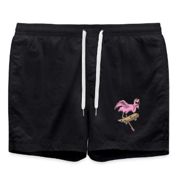 Flamingo Skater Skateboard Sport - Swim Trunks - black - Front - AI Model Male 185 light (185cm)