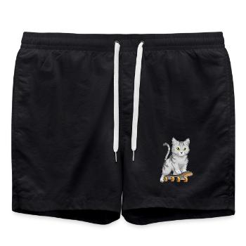 Chat Skater Skateboard Sport - Short de bain - noir - Devant - AI Model Male 185 light (185cm)
