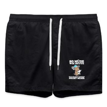 Ausschlafen Müde Spruch lustig Schlafen - Elch - Badeshorts - Schwarz - Vorne - AI Model Male 185 light (185cm)