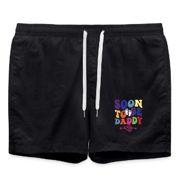 promotrd to Be Daddy, New Dad Pregnancy - Swim Trunks - black - Front - AI Model Male 185 light (185cm)