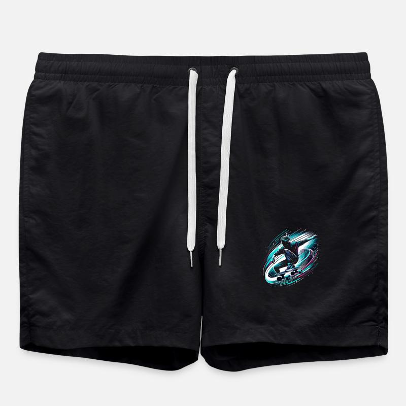 Longboarder sur skateboard ou longboard - Short de bain - noir