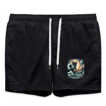 Poseidon's Great Wave off Kanagawa - Swim Trunks - black - Front - AI Model Male 185 light (185cm)