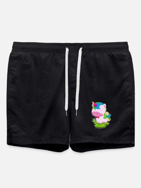 Einhorn Fliege - Badeshorts - Schwarz