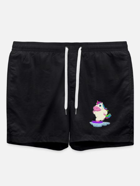 Einhorn Snowboarder Snowboard - Badeshorts - Schwarz