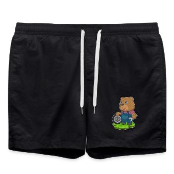 Bear Car Mechanic Car Tire Car Repair Shop - Swim Trunks - black - Front - AI Model Male 185 light (185cm)