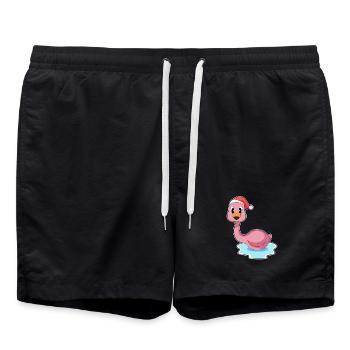 Chapeau de père Noël flamant rose - Short de bain - noir - Devant - AI Model Male 185 light (185cm)