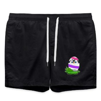 Oeuf de Pâques pingouin de Pâques - Short de bain - noir - Devant - AI Model Male 185 light (185cm)