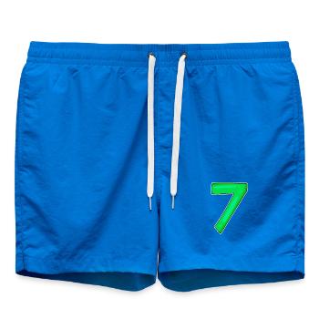 7 Number Number Green - Swim Trunks - cobalt blue - Front